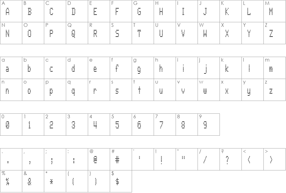 WarText font character map preview