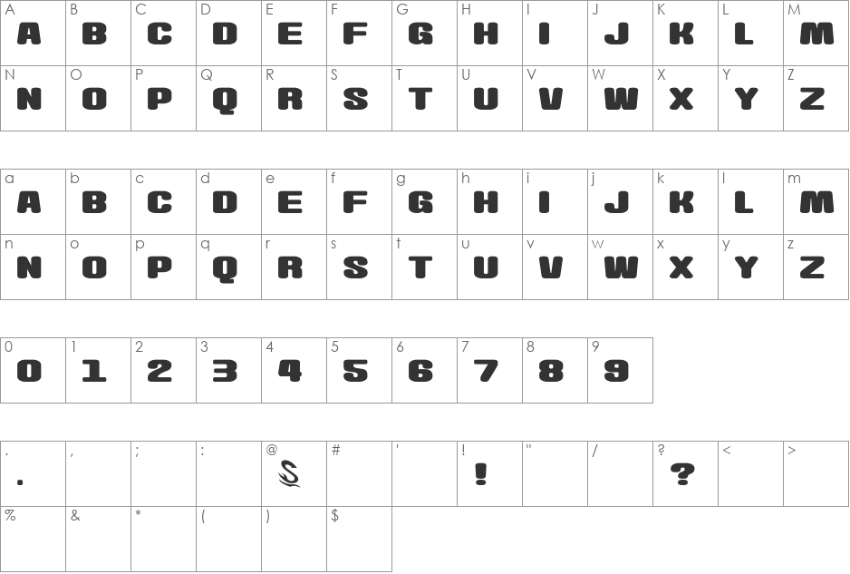 Wasabi-Gum__G font character map preview