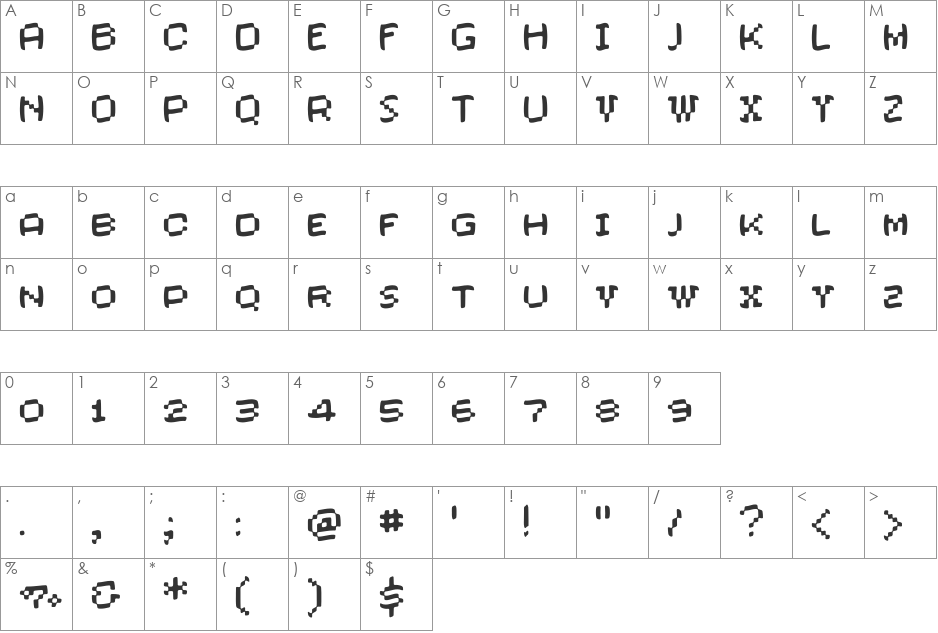 WasAScreenfont font character map preview