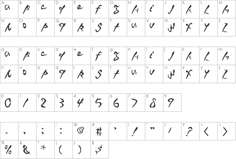 Wasavi Plain font character map preview