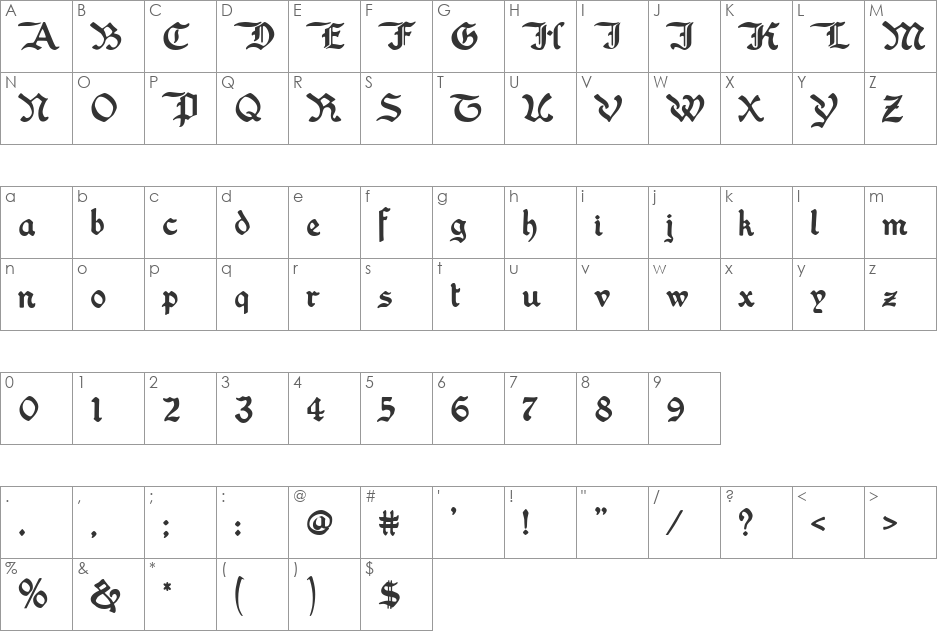 Washington Text Alternates font character map preview