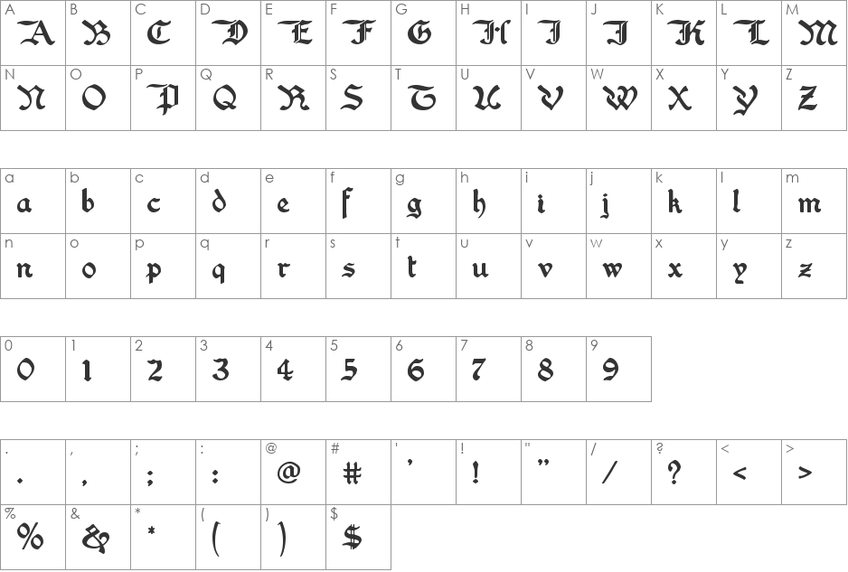 Washington Text Alternates font character map preview