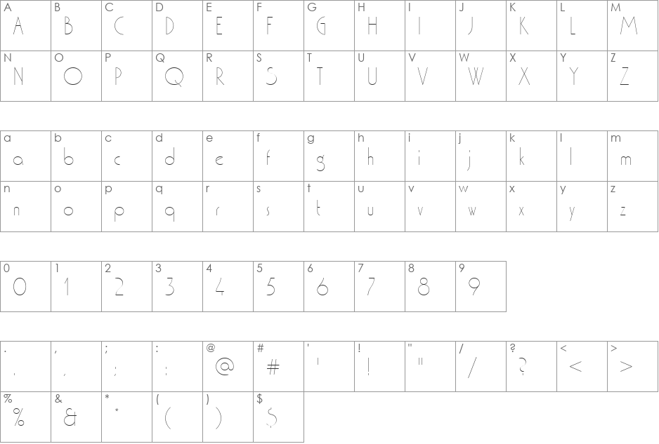 WashingtonDExtLig font character map preview