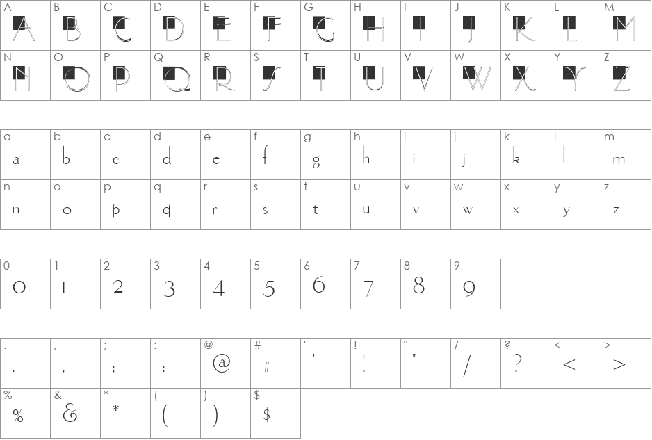 WashingtonSquareNF font character map preview