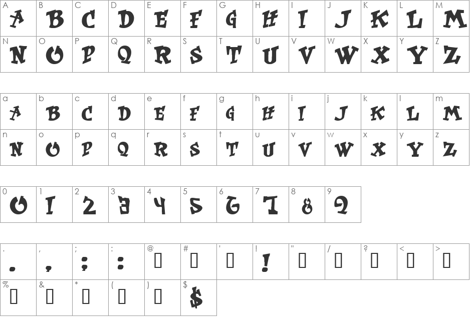 Wass font character map preview