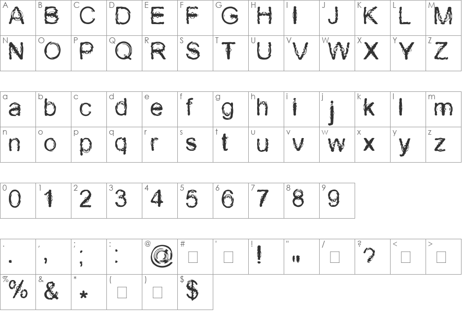 Wasser font character map preview