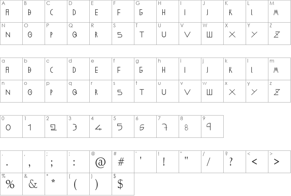 WASSIMO Copyrights font character map preview