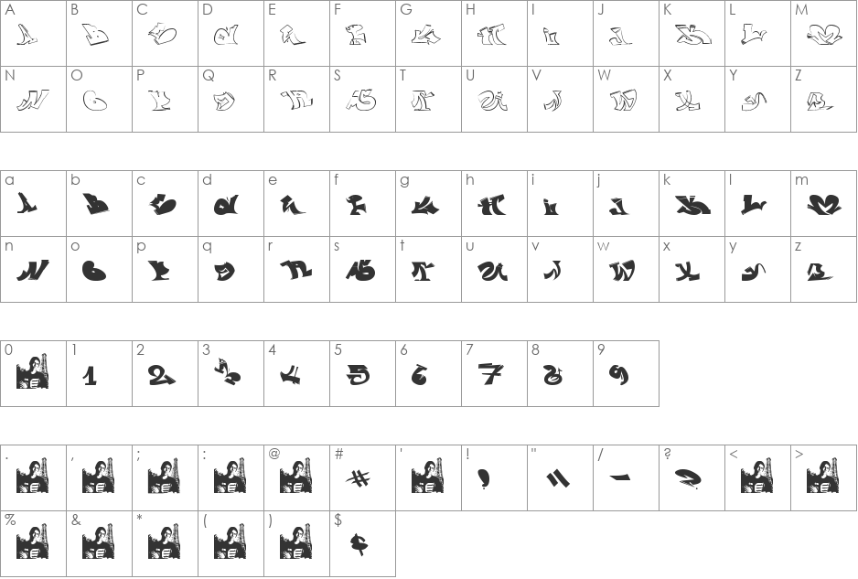 wassimo graffiti font character map preview