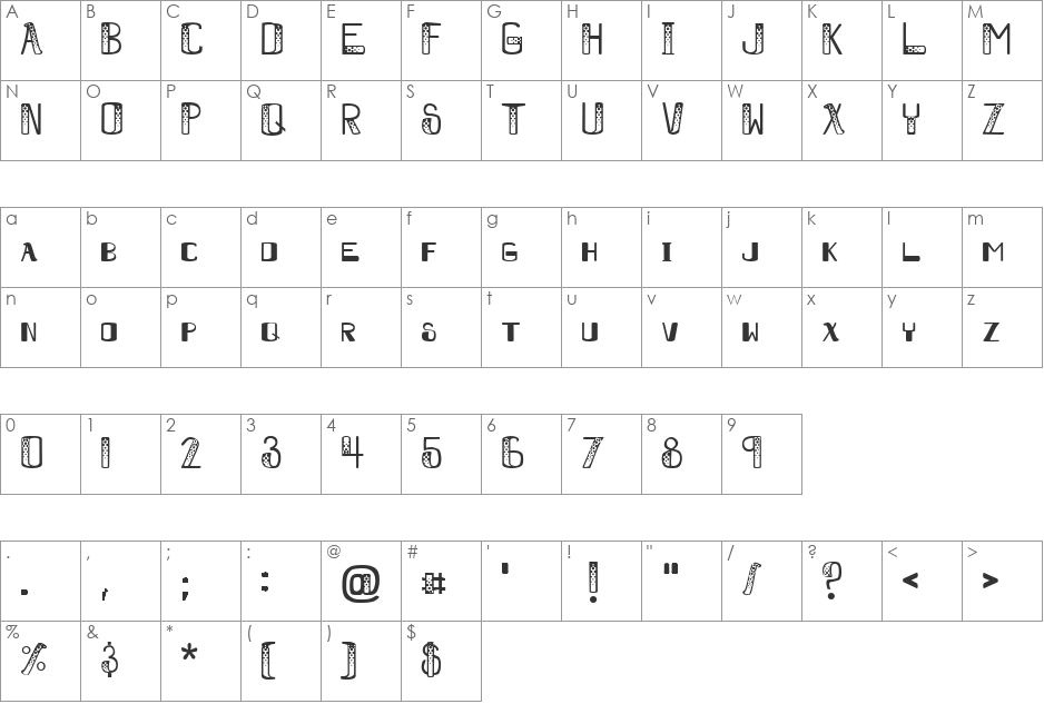 Waste font character map preview