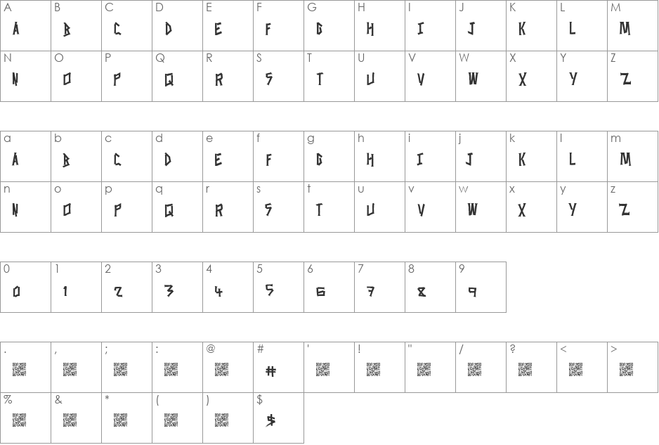 WasteFactory font character map preview