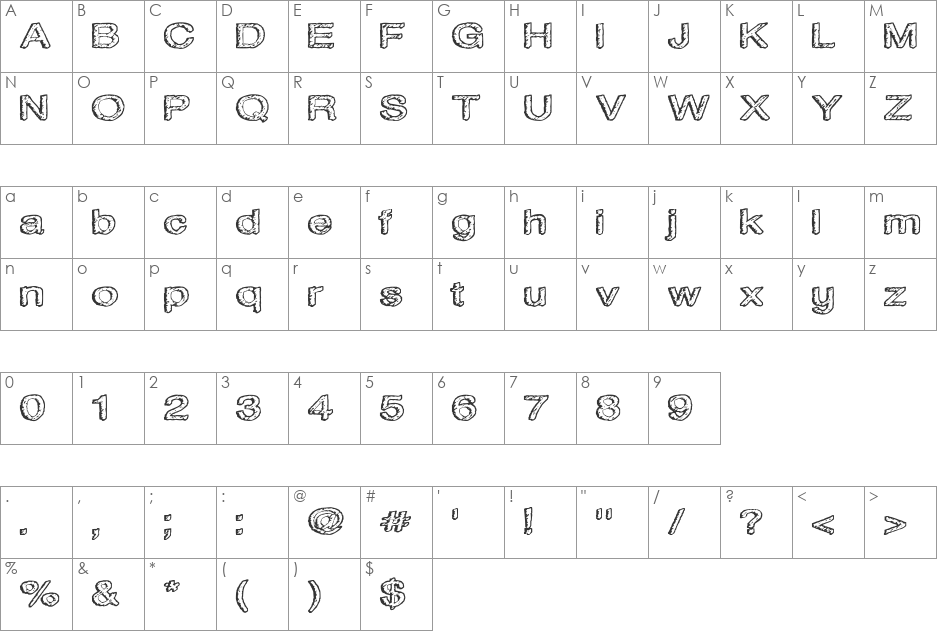 Water on the Oil font character map preview