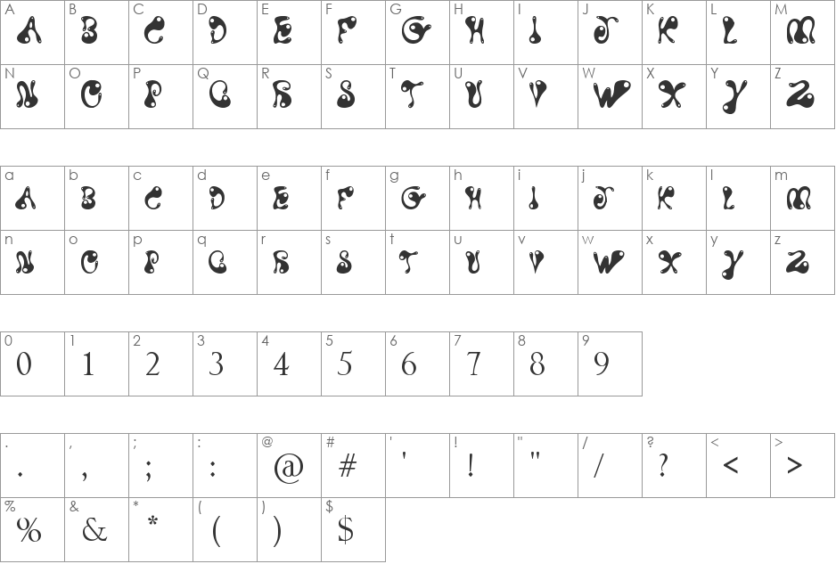 Water Park font character map preview
