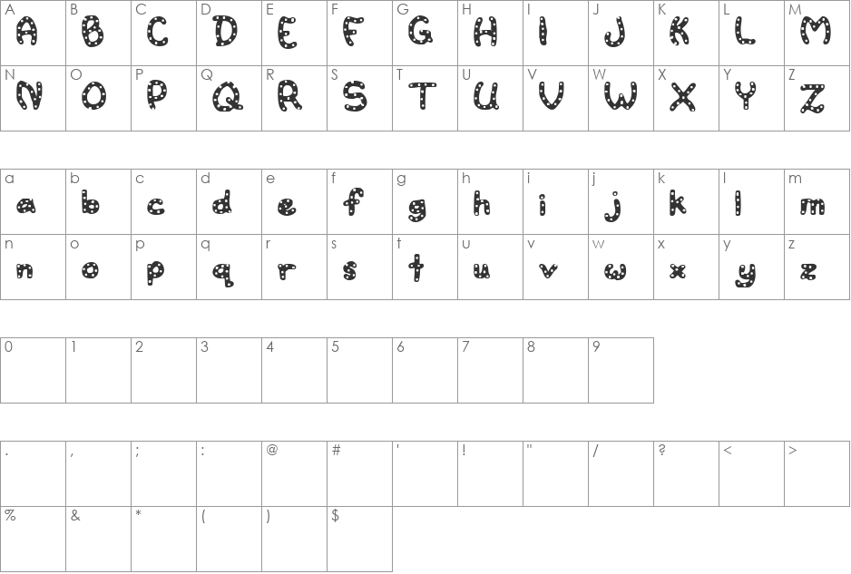 Water Toy font character map preview