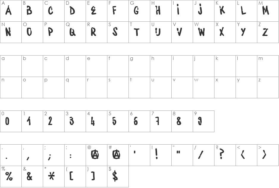WATERBASE_CRE font character map preview