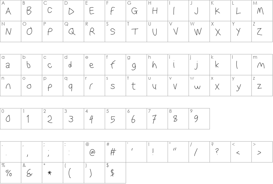 WaterFire font character map preview