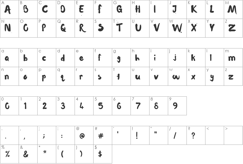 Waterlily font character map preview