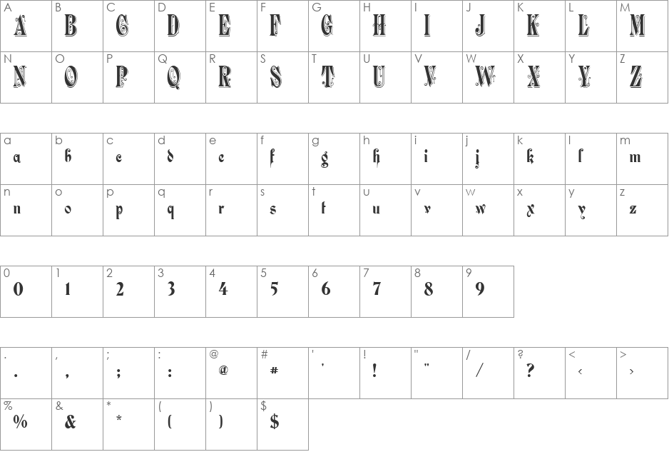 WaterLily font character map preview