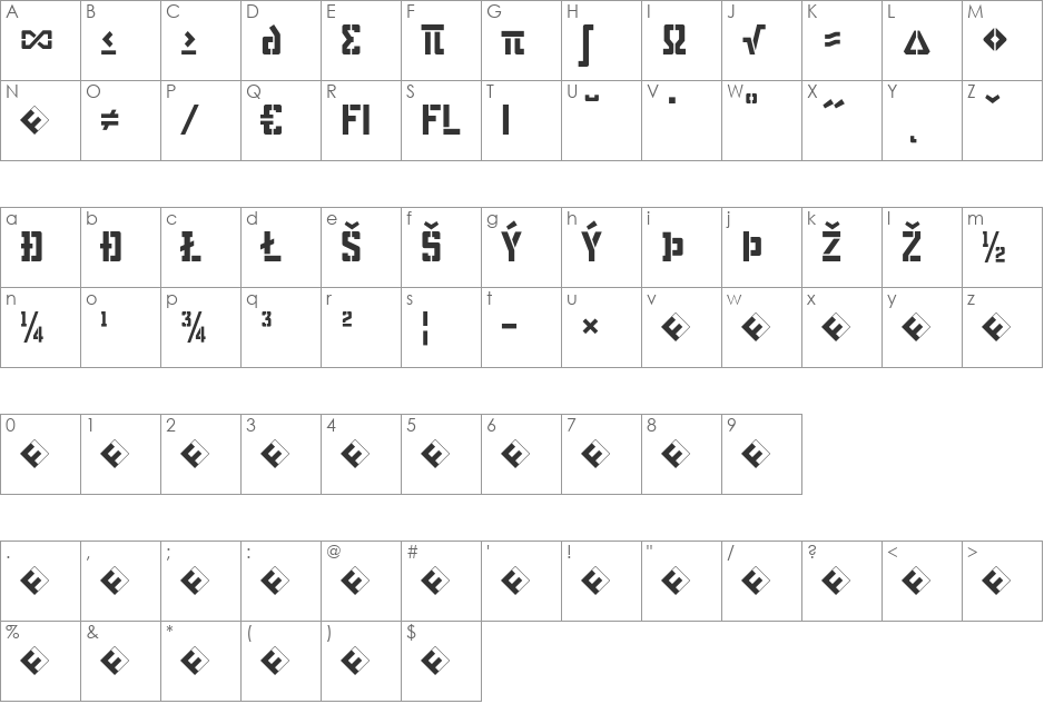 WaterTower font character map preview