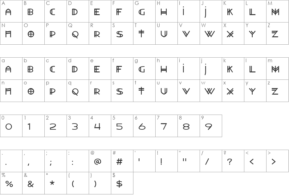 Watertown Alternate font character map preview