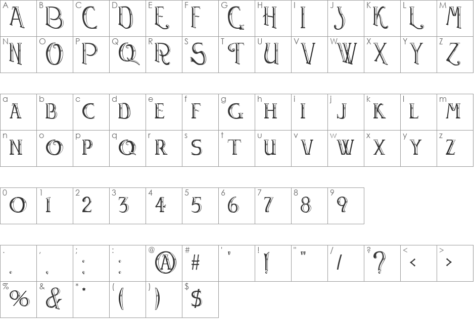 Watson font character map preview