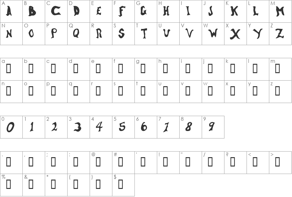Watson font character map preview