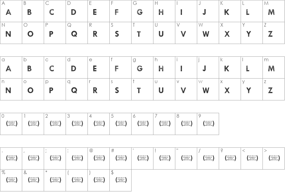 Waukegan Hustle font character map preview