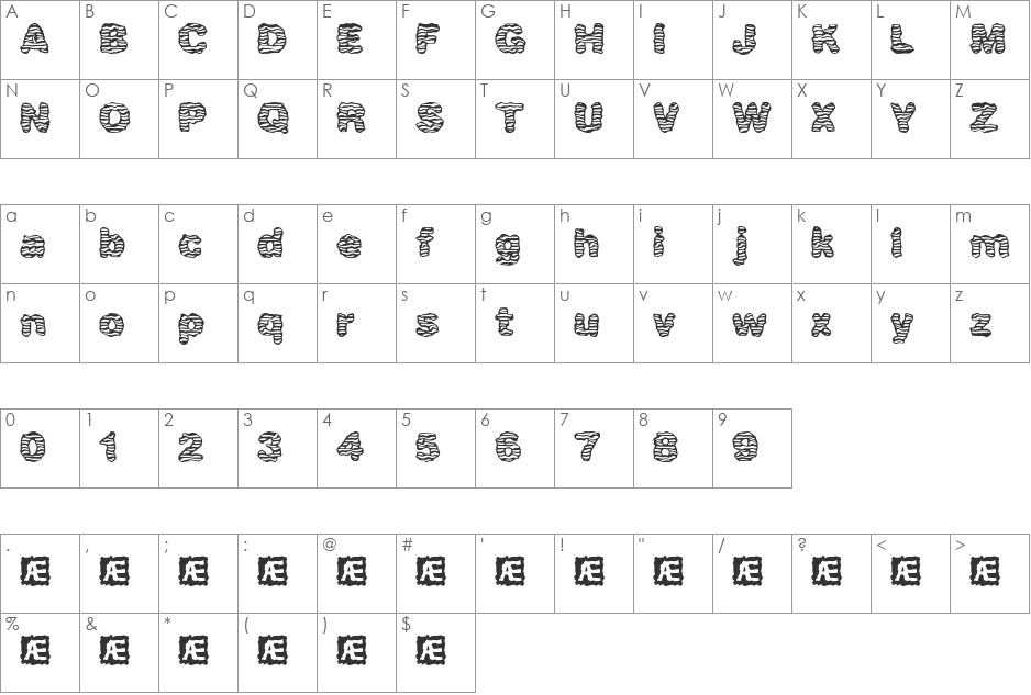 waver BRK font character map preview