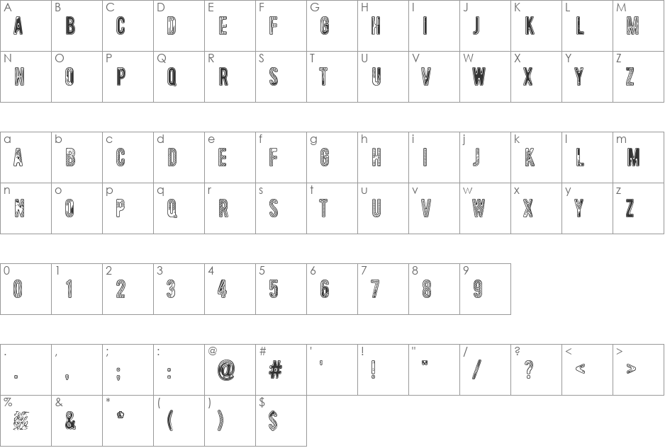 Waveternity font character map preview