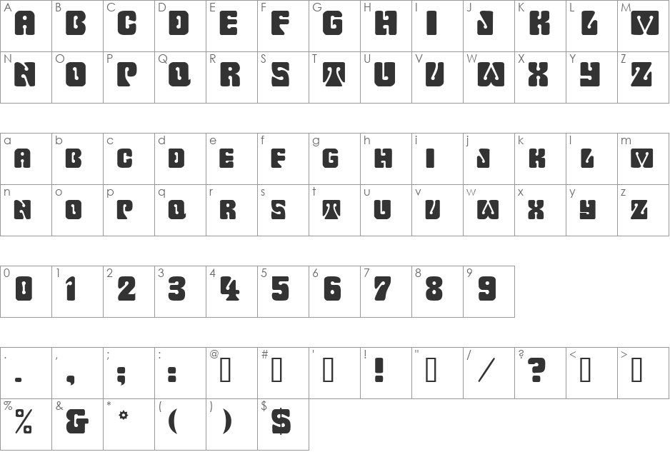 WavyOrnamental font character map preview