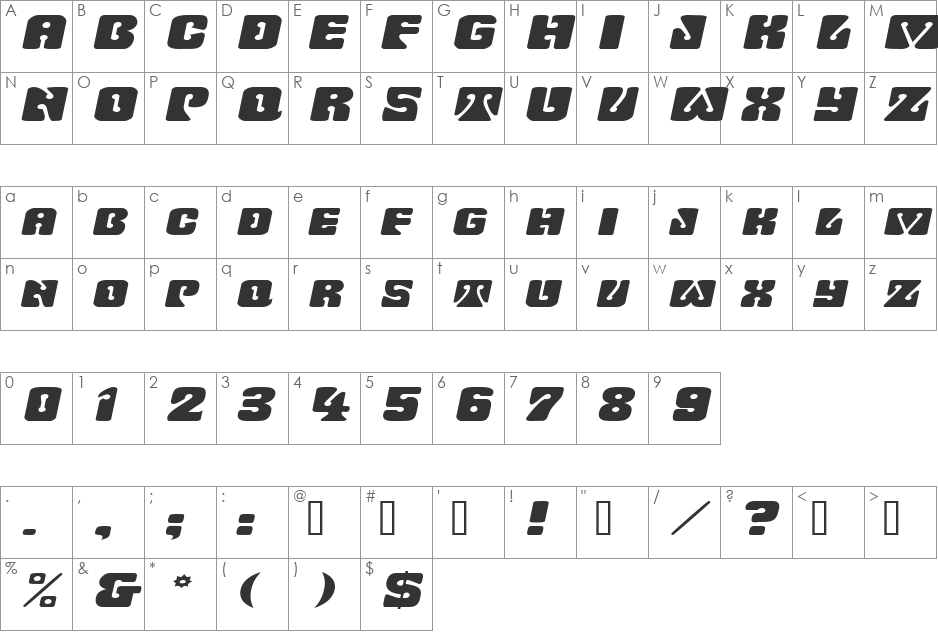 WavyOrnamentalExtended font character map preview