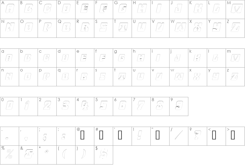 WavyOrnamentalOutline font character map preview
