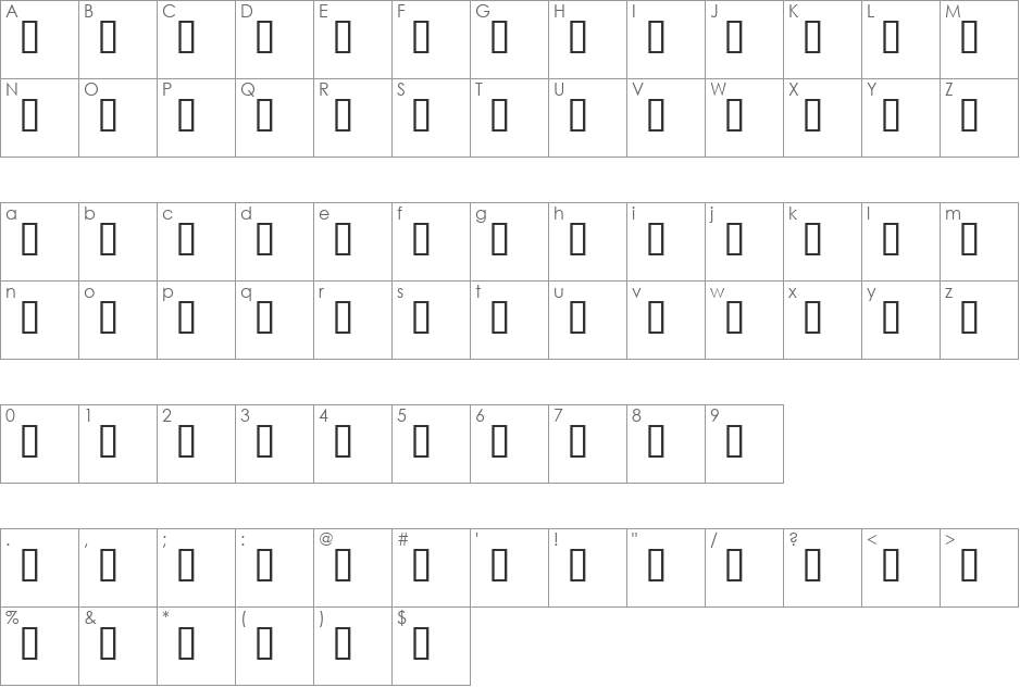 WBX_GrannyT font character map preview