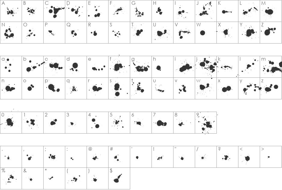 WC Rhesus B Bta font character map preview