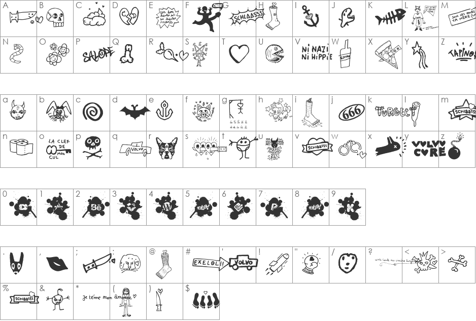 WC Slaasssch Classic font character map preview