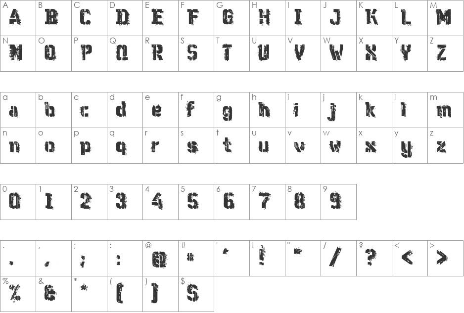 WC Wunderbach Mix Bta font character map preview