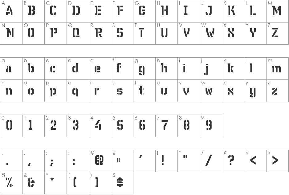 WC Wunderbach Rounded font character map preview
