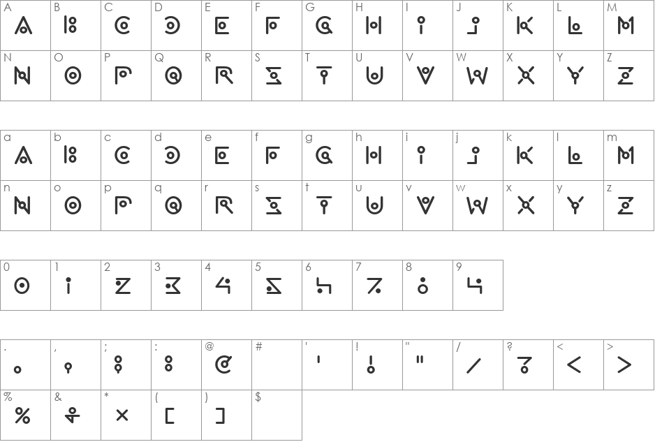 we are alien!! font character map preview