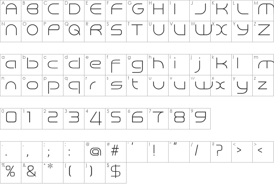 We2000 font character map preview