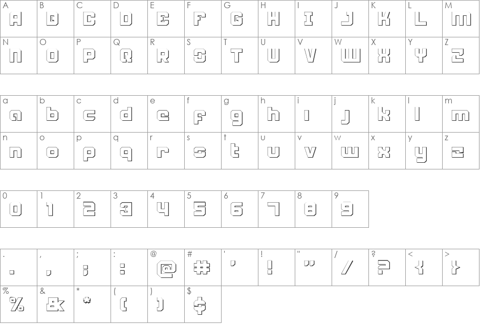 Weaponeer Shadow font character map preview