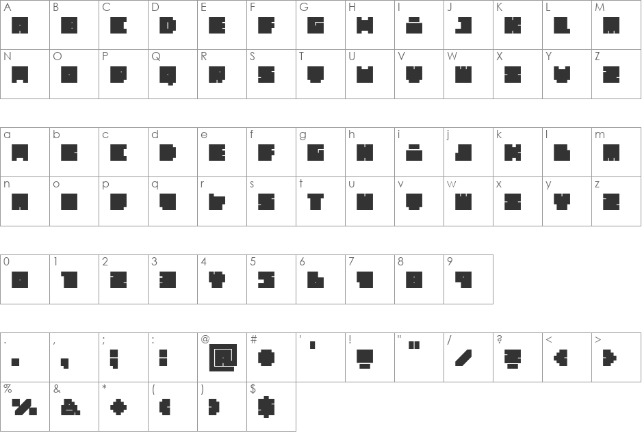 WEAR FAT SHIRT font character map preview