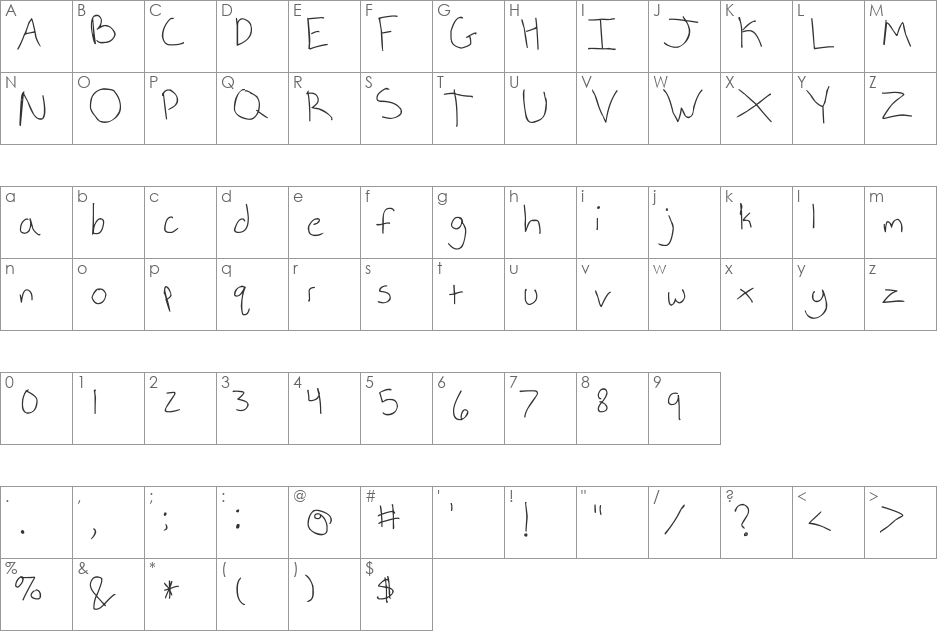 Weaselbee beans font character map preview