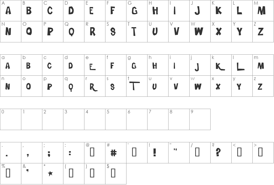 Weatherman font character map preview