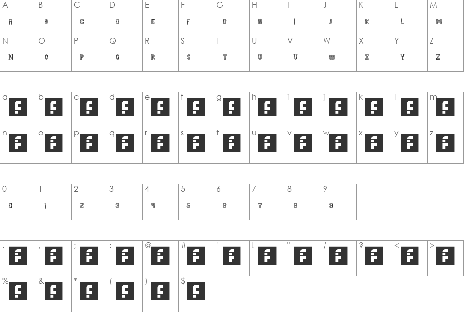 Weaver font character map preview