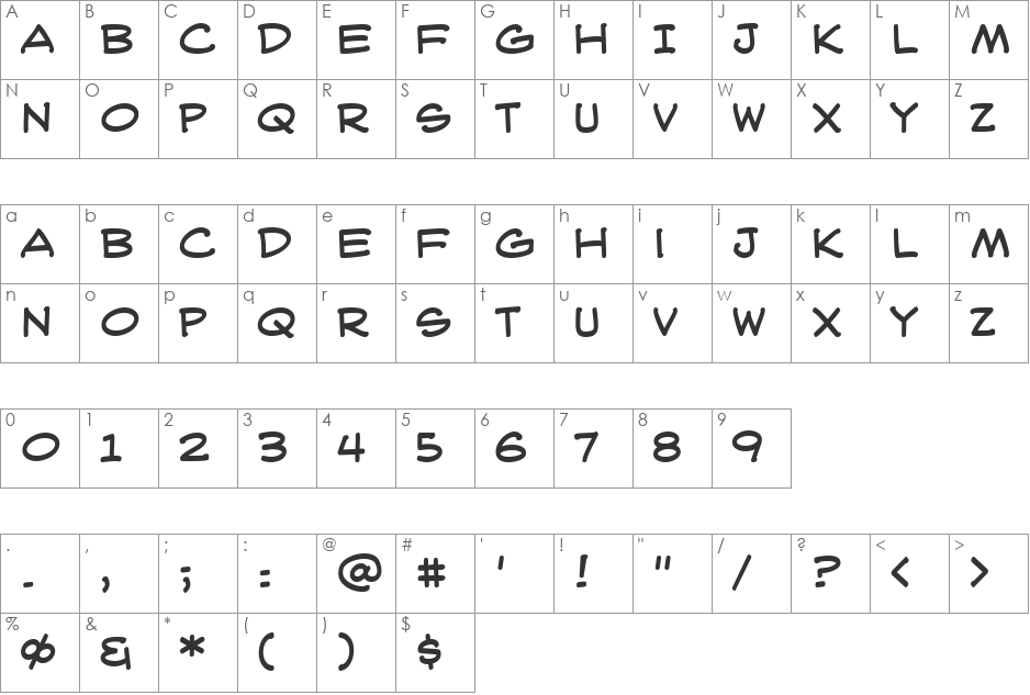 WebLetterer BB font character map preview