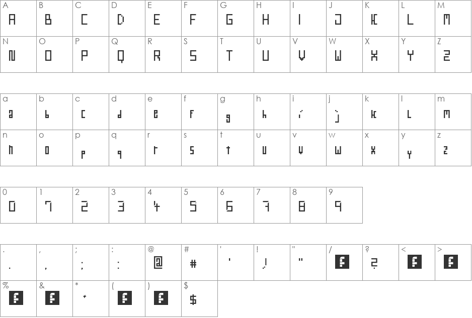webPixel font character map preview