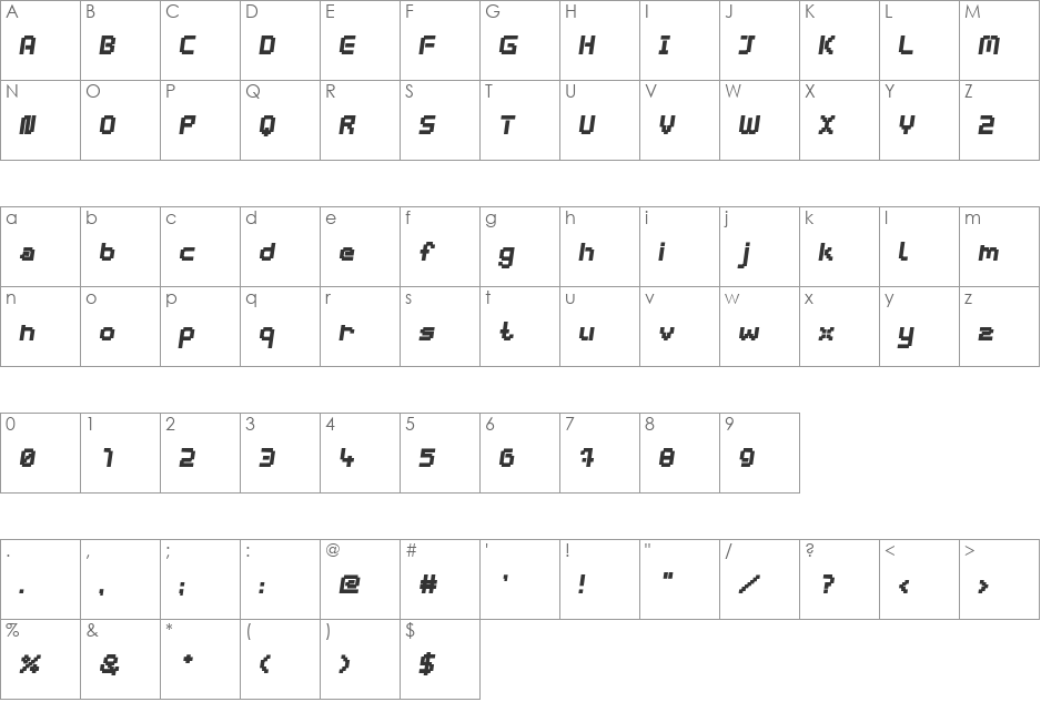 webpixel bitmap font character map preview