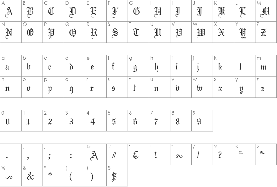 Wedding Text font character map preview