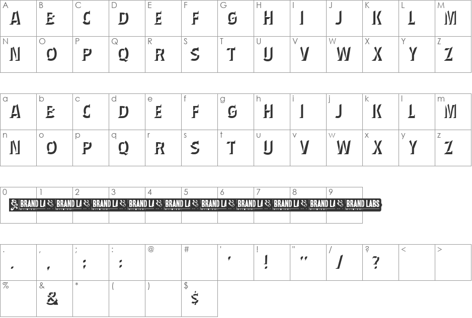 Wednesday Matinee font character map preview