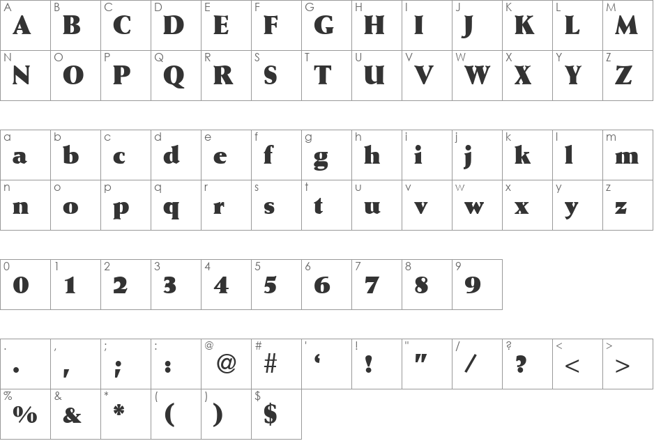 WeinAntikBlkDB font character map preview