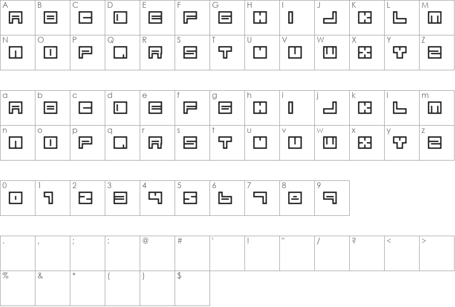 Bim font character map preview